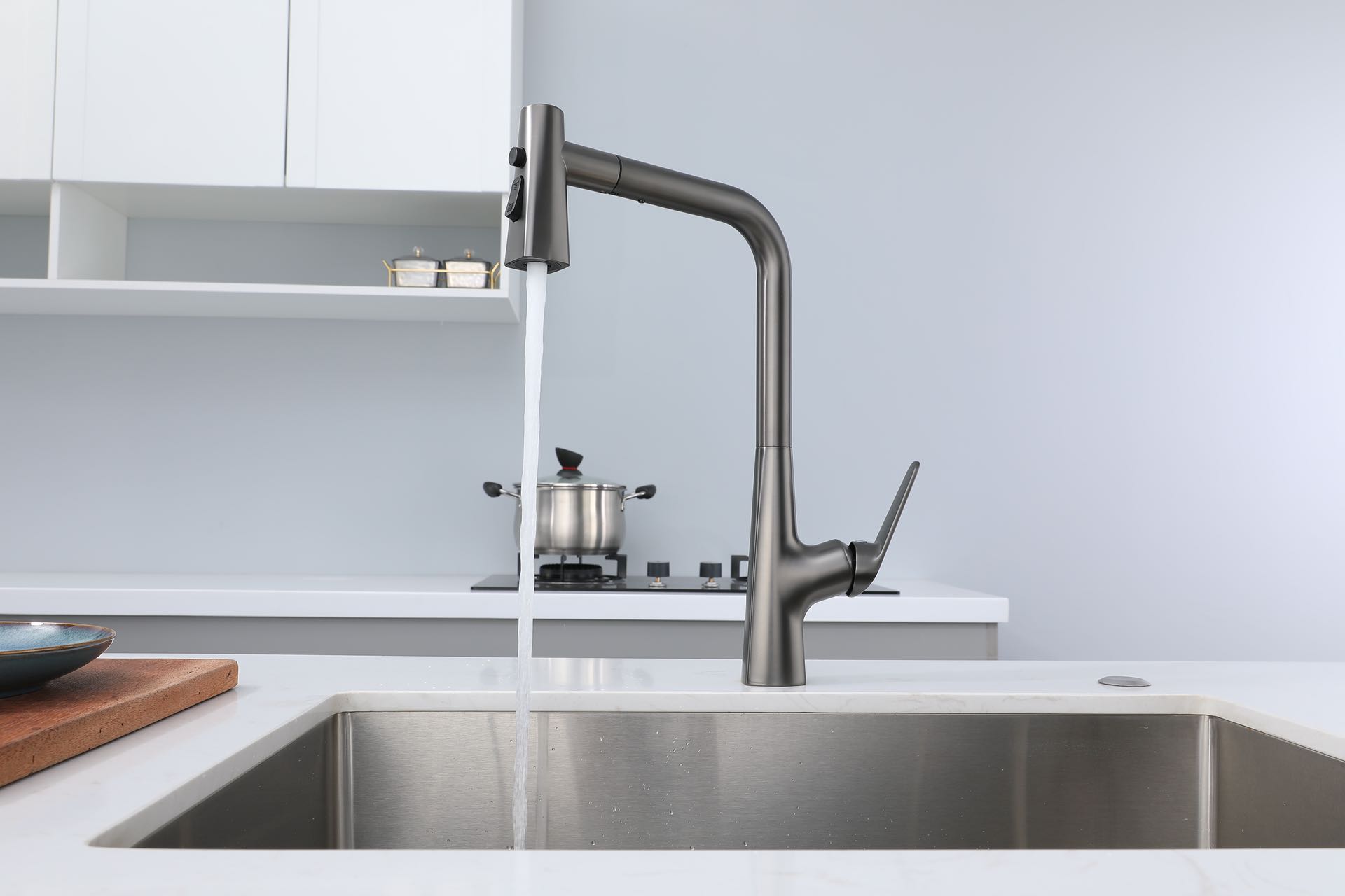 QM-86881N Gun Grey Single Handle Kitchen Faucet