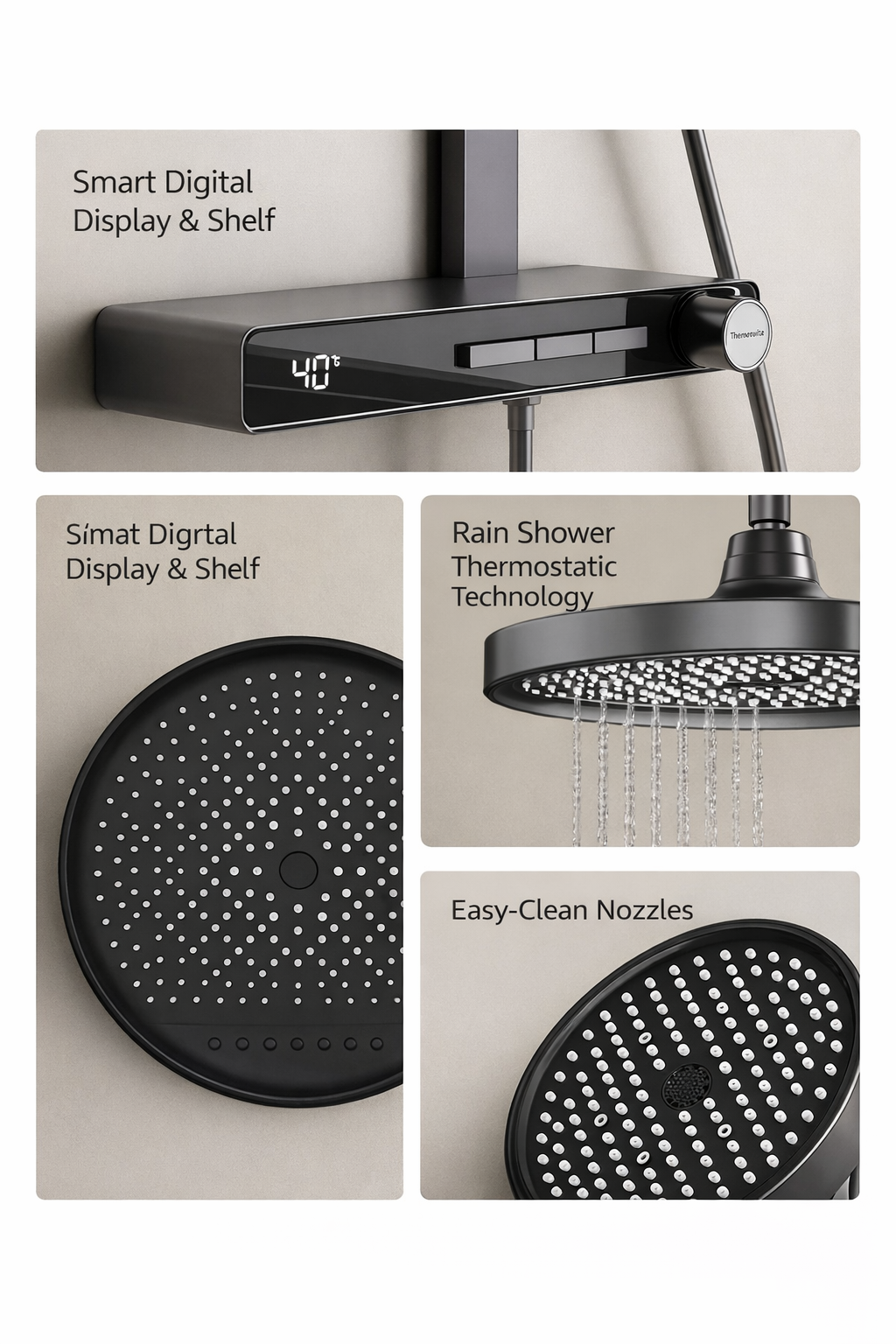 L30603 3-Functions Digital Thermostatic Shower Column | Brass Body | Anti-Scald Safety L30603 3-Functions Digital Thermostatic Shower Column | Brass Body | Anti-Scald Safety