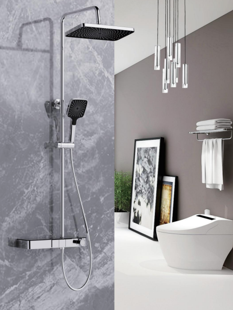 L30611 3-Functions Digital Thermostatic Shower Column with Filter & Shelf L30611 3-Functions Digital Thermostatic Shower Column with Filter & Shelf