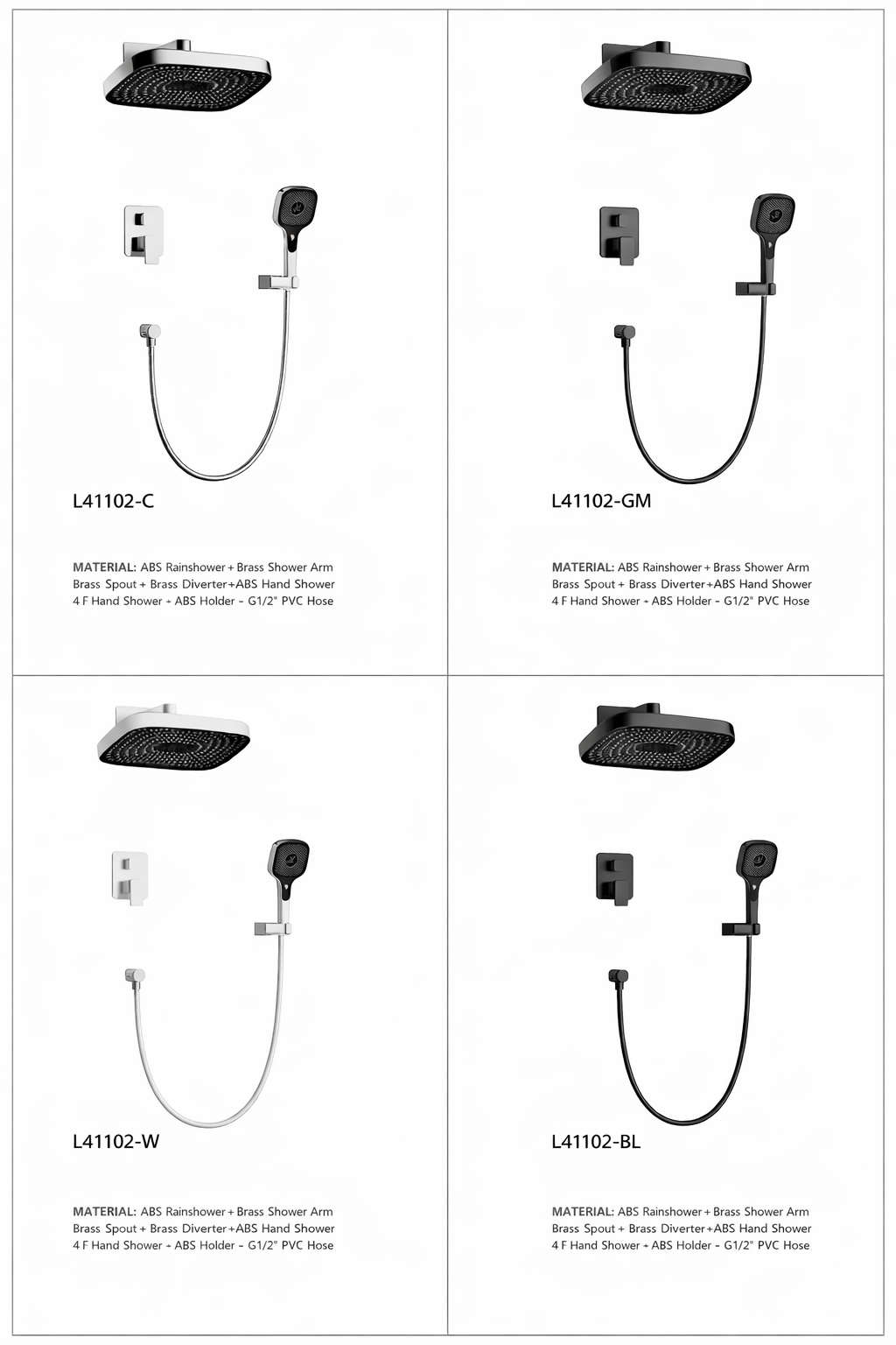 L41102 Concealed Shower System with Large Rainfall Head L41102 Concealed Shower System with Large Rainfall Head