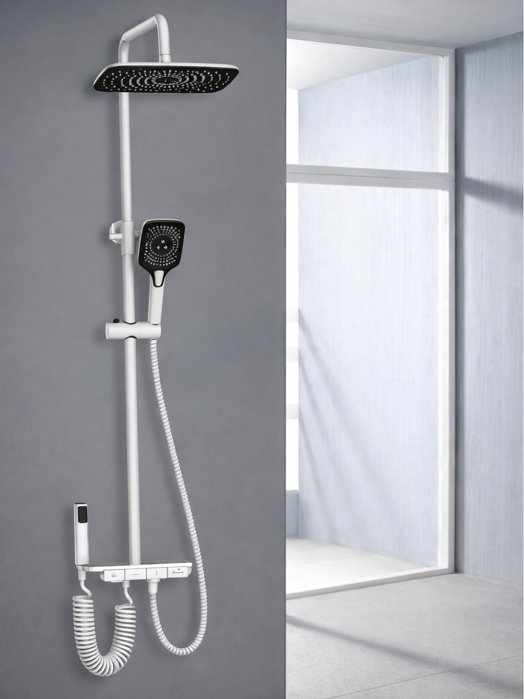 L10901 4 Functions Piano Key Shower Column with Spray Gun L10901 4 Functions Piano Key Shower Column with Spray Gun
