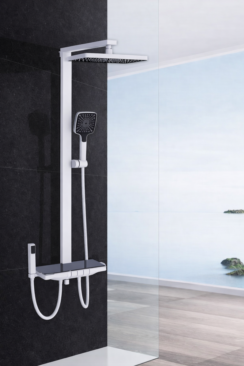 L31301 4 Functions Digital Thermostatic Shower Column with Filter & Spray Gun L31301 4 Functions Digital Thermostatic Shower Column with Filter & Spray Gun