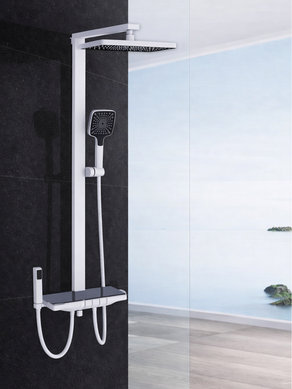 L31301 4 Functions Digital Thermostatic Shower Column with Filter & Spray Gun