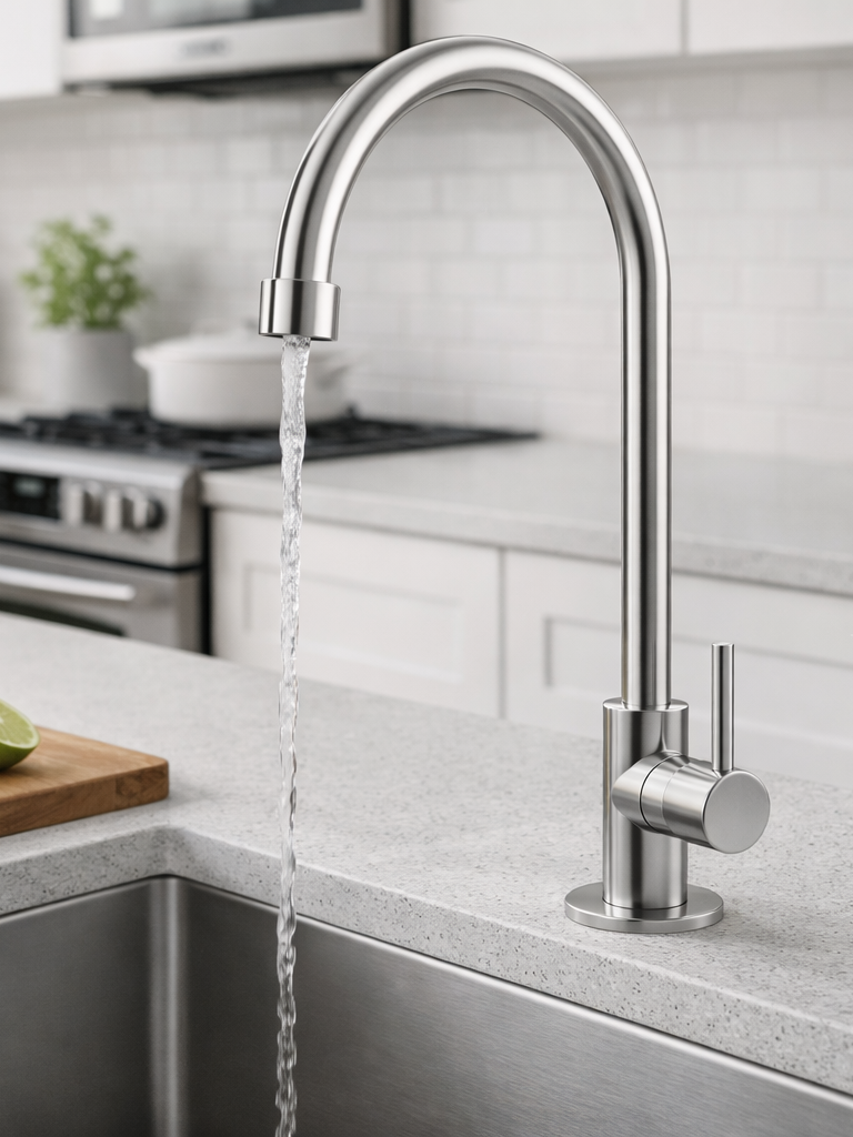 K25802 SUS304 Stainless Steel Cold Kitchen Faucet | Food-Grade Lead-Free Sink Tap K25802 SUS304 Stainless Steel Cold Kitchen Faucet | Food-Grade Lead-Free Sink Tap