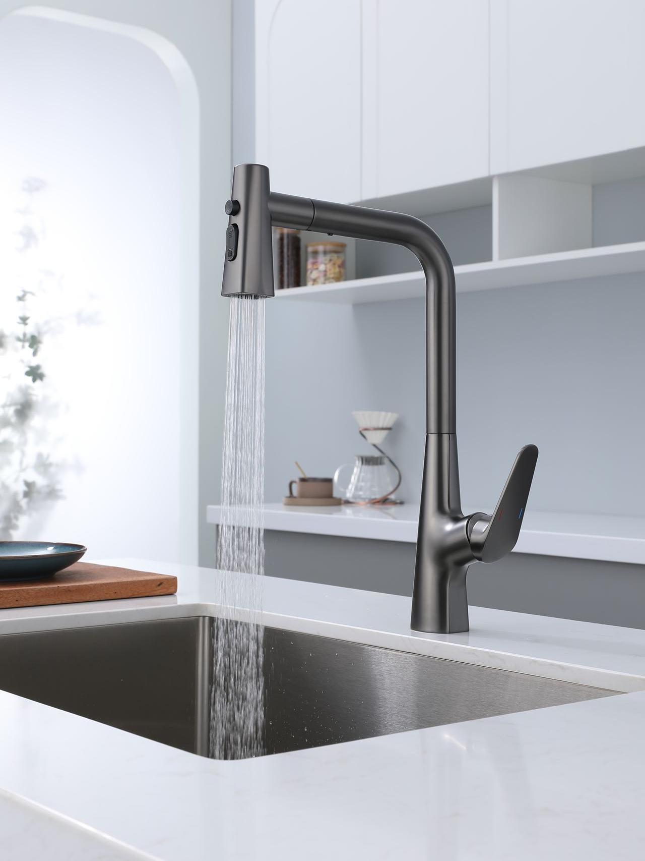 QM-86881N Gun Grey Single Handle Kitchen Faucet