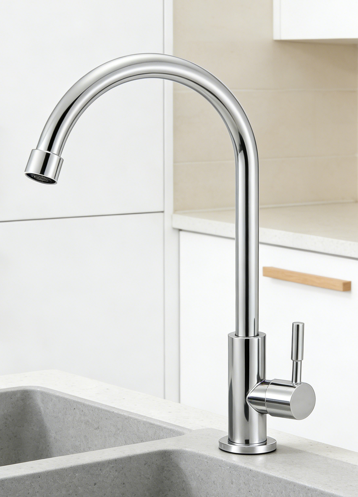 K18022 SUS304 Stainless Steel Cold Kitchen Faucet | Single Cold Water Tap with Wanhai Cartrid K18022 SUS304 Stainless Steel Cold Kitchen Faucet | Single Cold Water Tap with Wanhai Cartrid