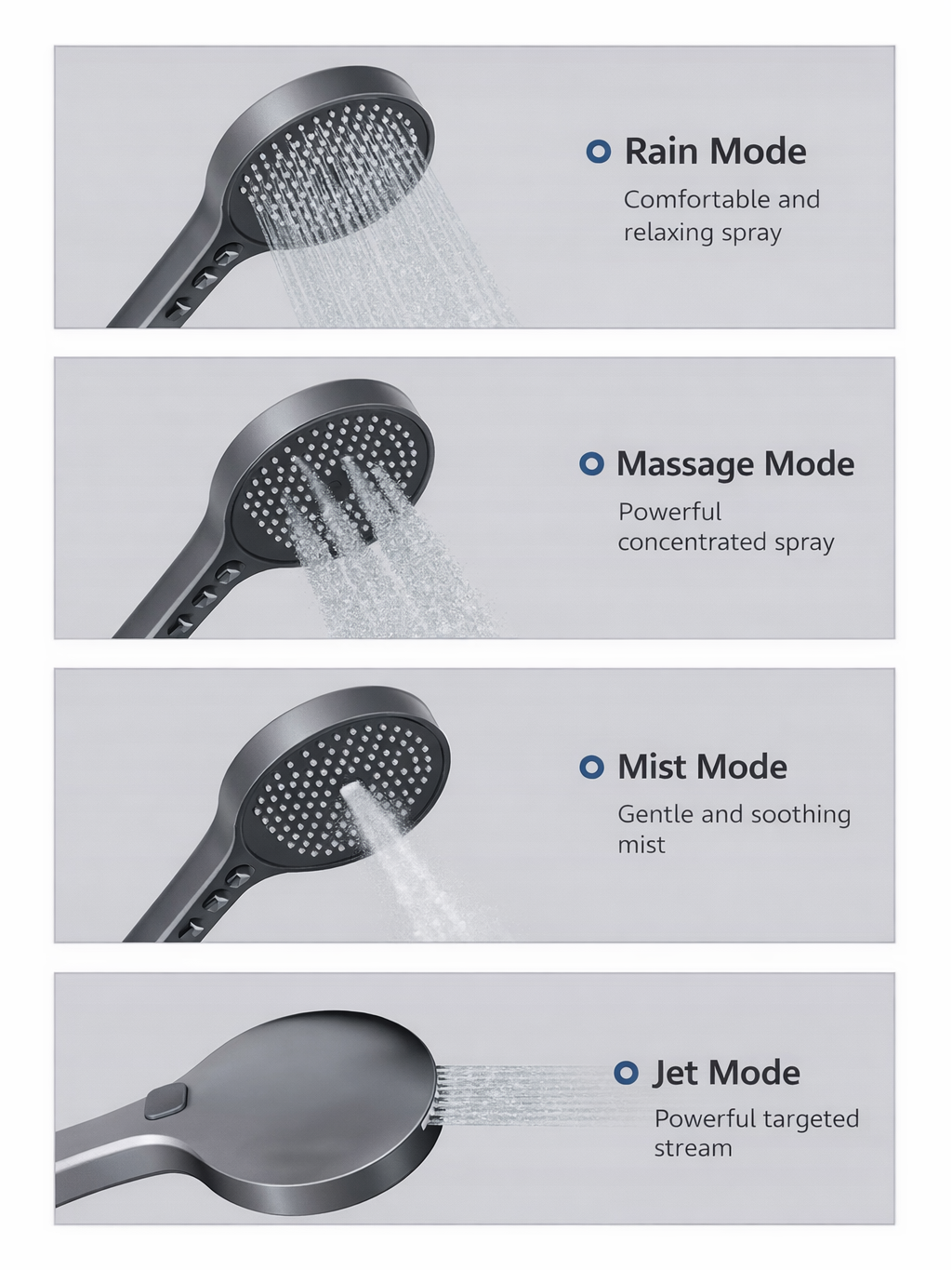 H57501 5-Functions Press Button Hand Shower