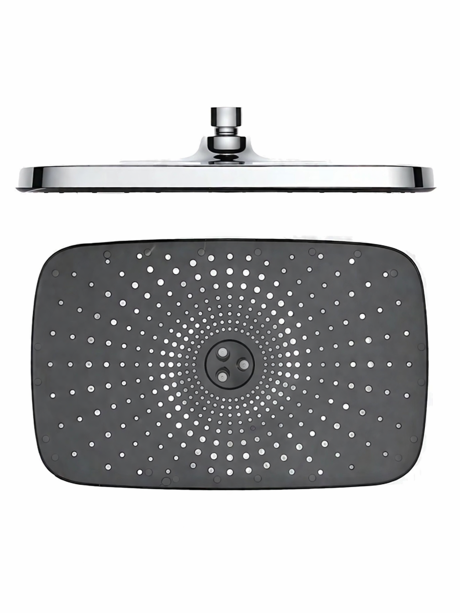 12 Inch Rectangle Rain Shower Head Gunmetal | ABS Shower Head with Silicone Nozzles | Model D17001-G