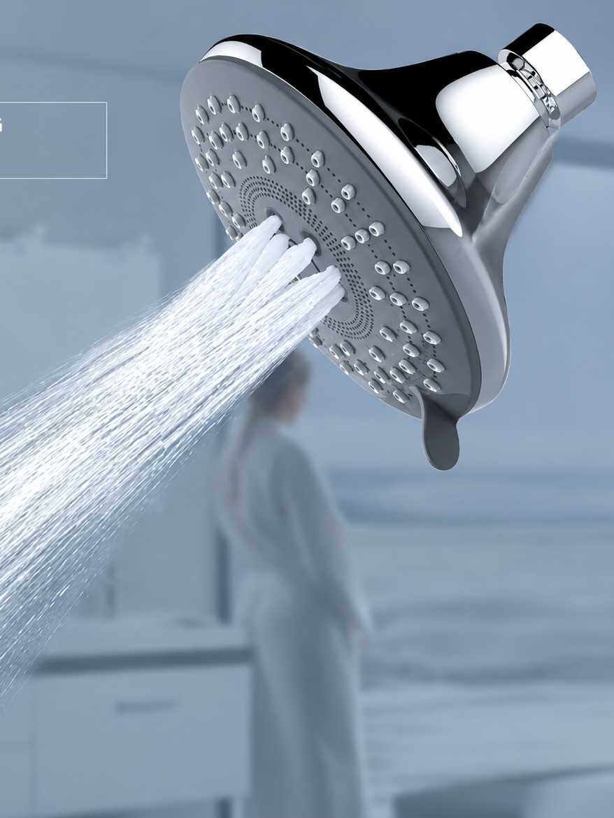 5 Inch 3-Function Self-Cleaning Rain Shower Head | ABS Chrome Bathroom Shower Head Supplier & OEM 