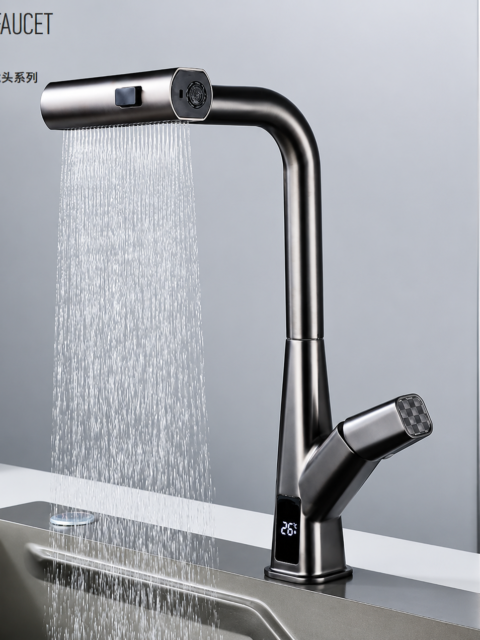 YT-241B Pull-Out Kitchen Faucet | 3 Spray Modes Waterfall Kitchen Faucet Manufacturer & OEM Supplier
